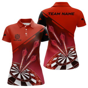 Personalized Red Dart Jerseys Polo & Quarter Zip Shirt For Women Custom Dart Shirts Team Uniform TDM3085