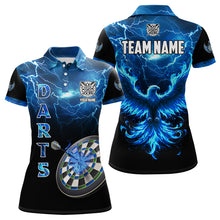 Load image into Gallery viewer, Personalized Lightning Thunder Custom Flaming Phoenix Dart Shirts For Women, Dart Jerseys |Blue TDM3087