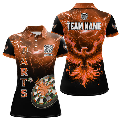 Personalized Lightning Thunder Custom Flaming Phoenix Dart Shirts For Women, Dart Jerseys |Orange TDM3088