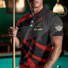 Load image into Gallery viewer, Black And Red Funny 8 Ball Pool Billiard Shirt For Men Custom Billiard Team Jersey Polo &amp; 1/4 Zip TDM5315