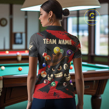 Load image into Gallery viewer, Black And Red Funny 8 Ball Pool Billiard Shirt For Women Custom Billiard Team Jersey Polo &amp; 1/4 Zip TDM5315
