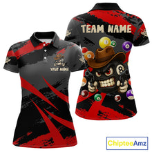 Load image into Gallery viewer, Black And Red Funny 8 Ball Pool Billiard Shirt For Women Custom Billiard Team Jersey Polo &amp; 1/4 Zip TDM5315