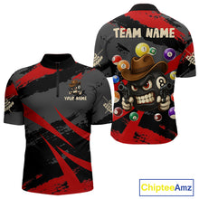 Load image into Gallery viewer, Black And Red Funny 8 Ball Pool Billiard Shirt For Men Custom Billiard Team Jersey Polo &amp; 1/4 Zip TDM5315
