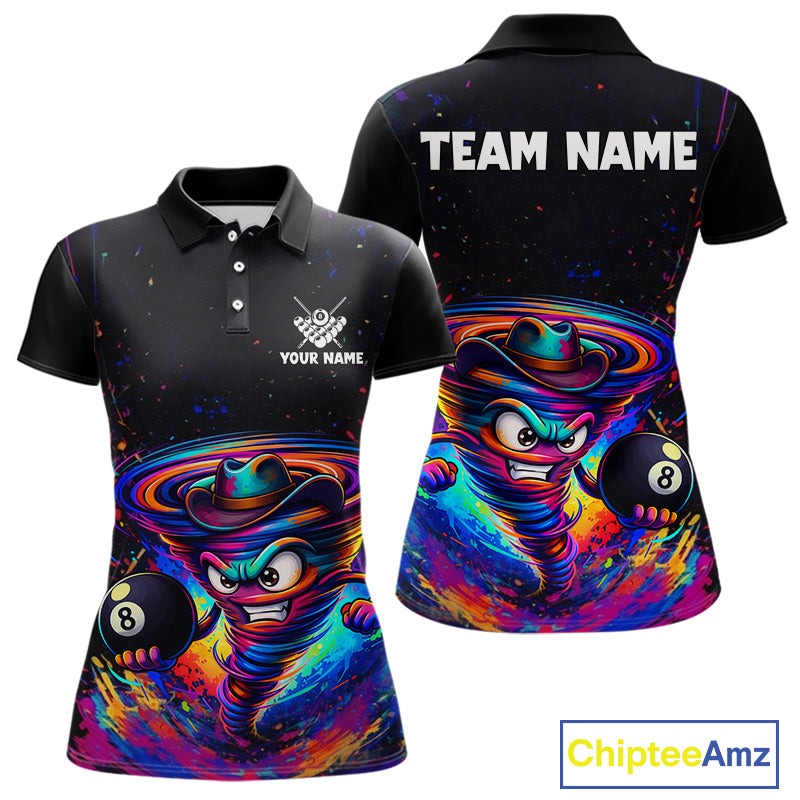 Funny Colorful Tornado 8 Ball Billiard Shirt For Women Custom Pool Team Shirt, Billiard Jersey TDM5574