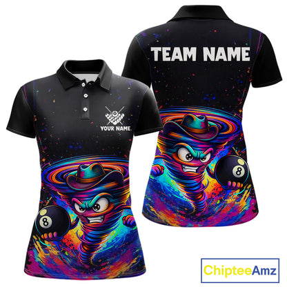 Funny Colorful Tornado 8 Ball Billiard Shirt For Women Custom Pool Team Shirt, Billiard Jersey TDM5574