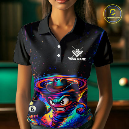 Funny Colorful Tornado 8 Ball Billiard Shirt For Women Custom Pool Team Shirt, Billiard Jersey TDM5574