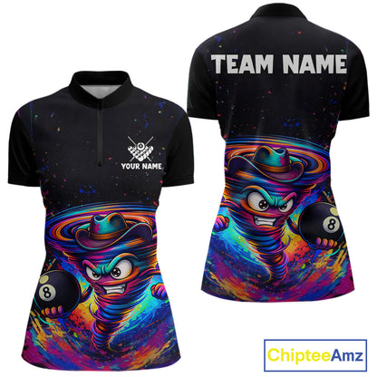 Funny Colorful Tornado 8 Ball Billiard Shirt For Women Custom Pool Team Shirt, Billiard Jersey TDM5574