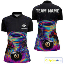 Load image into Gallery viewer, Funny 8 Ball Pool Colorful Splash Tornado Billiard Shirt For Women Custom Billiard Team Jersey TDM5575
