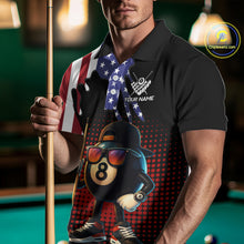 Load image into Gallery viewer, American Flag Funny 8 Ball Pool Billiard Shirt For Men Custom Patriotic Billiard Team Jersey TDM5576