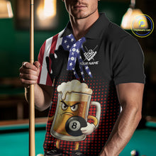 Load image into Gallery viewer, American Flag Funny Beer 8 Ball Billiard Shirt For Men Custom Patriotic Pool Team Jersey TDM5577