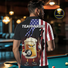 Load image into Gallery viewer, American Flag Funny Beer 8 Ball Billiard Shirt For Men Custom Patriotic Pool Team Jersey TDM5577
