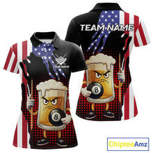 Load image into Gallery viewer, American Flag Funny Beer 8 Ball Billiard Shirt For Women Custom Patriotic Pool Team Jersey TDM5577