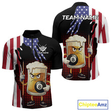 Load image into Gallery viewer, American Flag Funny Beer 8 Ball Billiard Shirt For Men Custom Patriotic Pool Team Jersey TDM5577