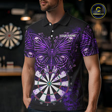 Load image into Gallery viewer, Purple Dartboard Butterfly Skull Darts Shirt For Men Custom Darts Team Jersey Polo &amp; 1/4 Zip TDM5582