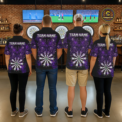 Purple Dartboard Butterfly Skull Darts Shirt For Men Custom Darts Team Jersey Polo & 1/4 Zip TDM5582