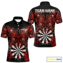 Load image into Gallery viewer, Red Dartboard Butterfly Skull Darts Shirt For Men Custom Darts League Team Jersey Polo &amp; 1/4 Zip TDM5583