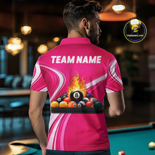 Load image into Gallery viewer, Personalized Pink Billiard Jersey For Men Custom Flame 8 Ball Pool Billiard Shirt Polo &amp; 1/4 Zip TDM5814