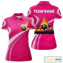 Load image into Gallery viewer, Personalized Pink Billiard Jersey For Women Custom Flame 8 Ball Pool Billiard Shirt Polo &amp; 1/4 Zip TDM5814