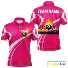 Load image into Gallery viewer, Personalized Pink Billiard Jersey For Men Custom Flame 8 Ball Pool Billiard Shirt Polo &amp; 1/4 Zip TDM5814