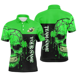 St Patrick'S Day Green Billiard Skull Custom Men Polo Shirts, Luckiest Patrick Day Billiard Shirts TDM1148