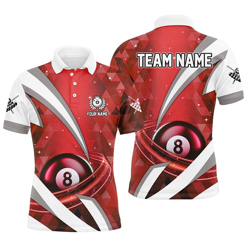 Personalized Lightning Red 8 Ball Pool Men Polo Shirts Custom Billiard Team Jersey Attire TDM1331