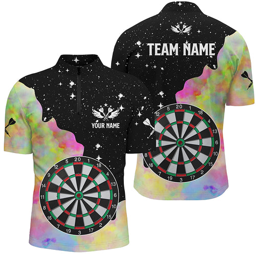 Dart Board Colorful And Grunge Style Men Dart Quarter-Zip Shirts Custom Darts Team Jersey TDM1336