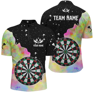 Dart Board Colorful And Grunge Style Men Dart Quarter-Zip Shirts Custom Darts Team Jersey TDM1336