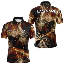 Load image into Gallery viewer, Black And Orange Thunder Lightning Dart Shirt With Pocket For Men Custom Dart Jersey TDM3803
