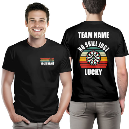 No Skill Just Lucky Darts T-Shirts – Custom Vintage Dart Shirts For Team & Dart Player Gift Idea TDM3923