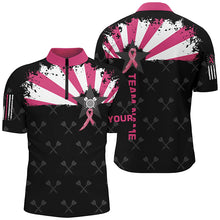 Load image into Gallery viewer, Pink Breast Cancer Awareness Grunge Darts Polo &amp; Quarter-Zip Shirts For Men Custom Darts Jerseys TDM1698