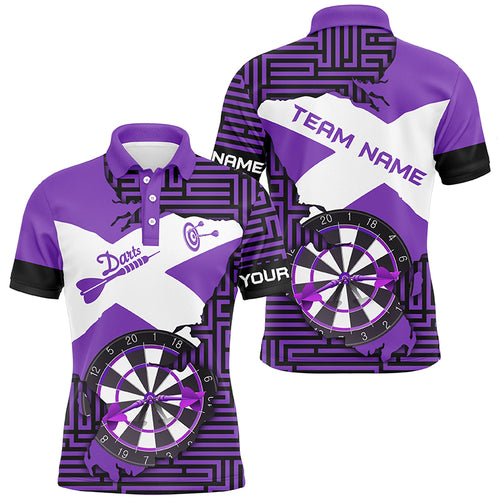 Personalized Purple Funny Crack Darts Board Men Polo & Quarter-Zip Shirts, Darts Team Jerseys TDM1701