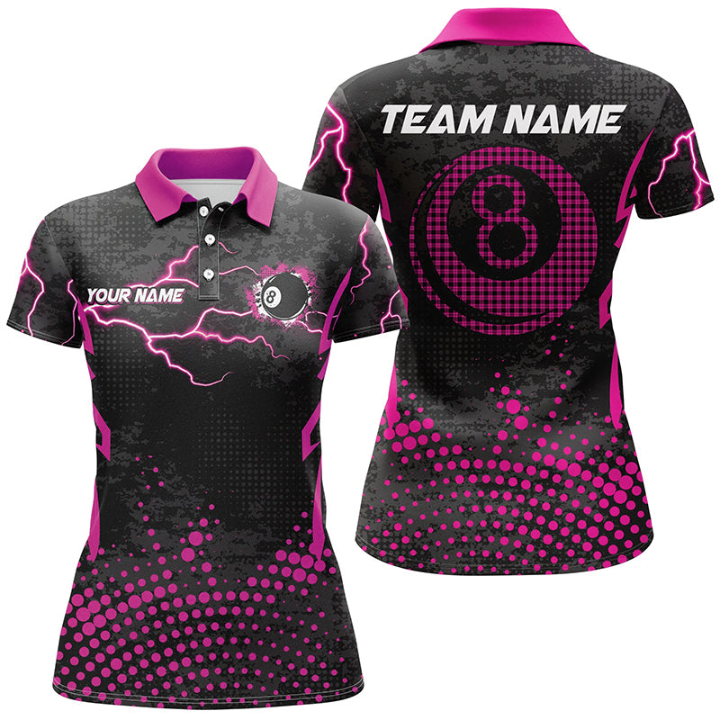 Personalized Pink 8 Ball Point Billiard Women Jerseys Shirts Best Custom Billiards Apparel Clothing TDM1911