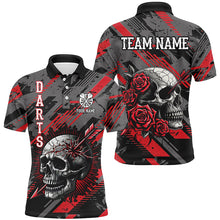 Load image into Gallery viewer, Personalized 3D All Over Print Skull And Roses Custom Darts Shirts For Men Darts Jerseys |Red TDM1919