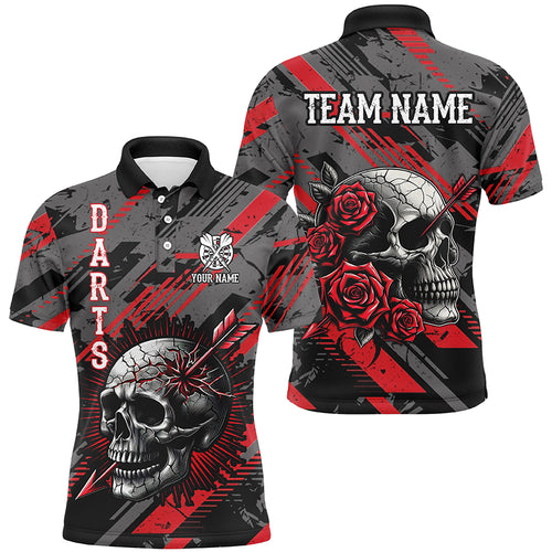 Personalized 3D All Over Print Skull And Roses Custom Darts Shirts For Men Darts Jerseys |Red TDM1919
