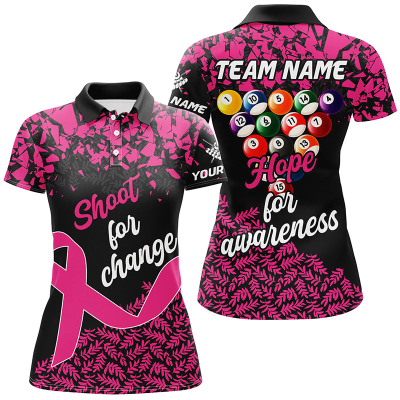 Shoot For Change Hope For Awareness Billiard Shirts For Women Custom Breast Cancer Billiard Jerseys TDM2357