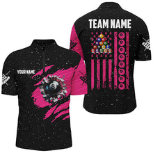 Load image into Gallery viewer, Breast Cancer American Flag Custom Pink And Black Men Billiard Shirts, Patriotic Billiard Jerseys TDM2360