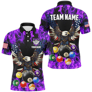 Purple Flame 3D Billiard Balls Custom American Flag Eagle Pool Jerseys For Men Billiard Team Shirts TDM2620