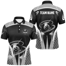 Load image into Gallery viewer, Personalized Black White Swirling Light 8 Ball Men Billiard Shirts, Billiard League Pool Jerseys TDM2857