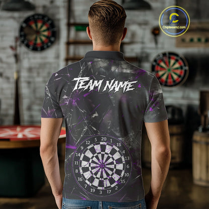 Personalized Purple Break Glass Darts Shirt For Men Custom Darts Team Jersey Polo & 1/4 Zip TDM5101