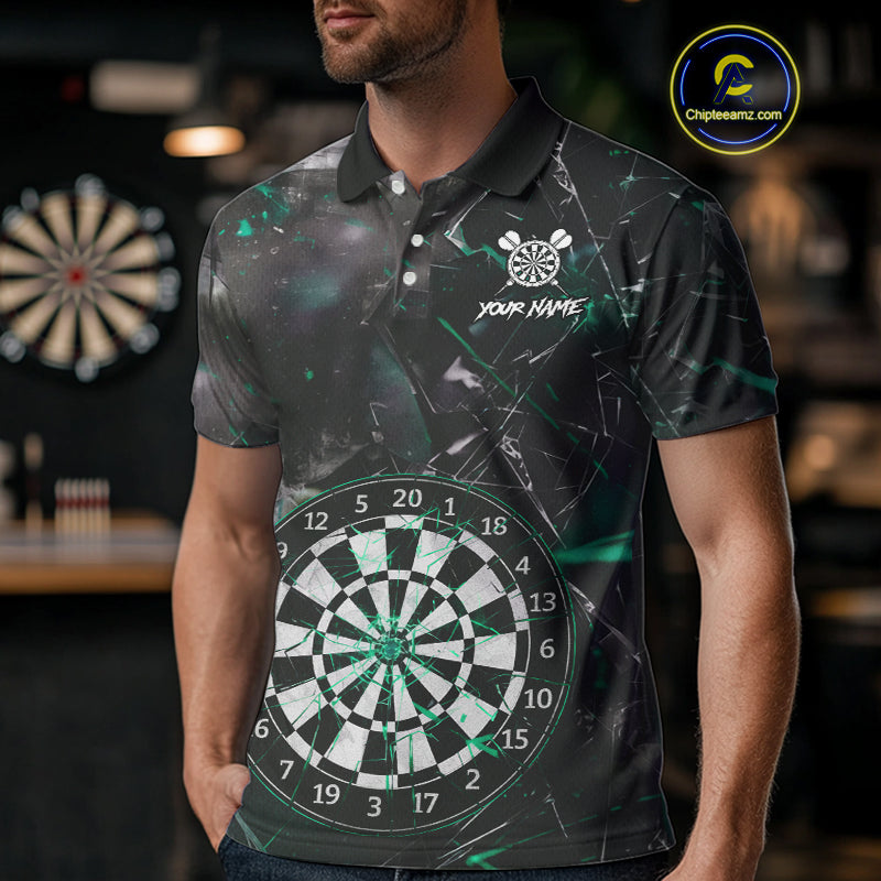 Personalized Turquoise Break Glass Darts Shirt For Men Custom Darts Team Jersey Polo & 1/4 Zip TDM5102