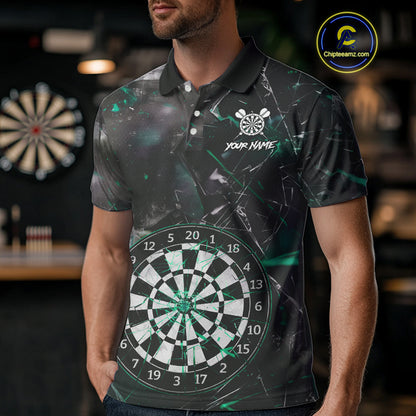 Personalized Turquoise Break Glass Darts Shirt For Men Custom Darts Team Jersey Polo & 1/4 Zip TDM5102