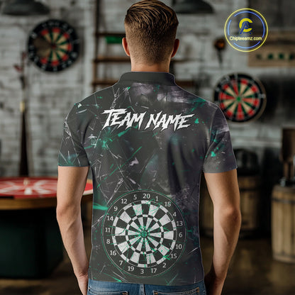 Personalized Turquoise Break Glass Darts Shirt For Men Custom Darts Team Jersey Polo & 1/4 Zip TDM5102