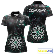 Load image into Gallery viewer, Personalized Turquoise Break Glass Darts Shirt For Women Custom Darts Team Jersey Polo &amp; 1/4 Zip TDM5102