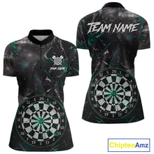 Load image into Gallery viewer, Personalized Turquoise Break Glass Darts Shirt For Women Custom Darts Team Jersey Polo &amp; 1/4 Zip TDM5102