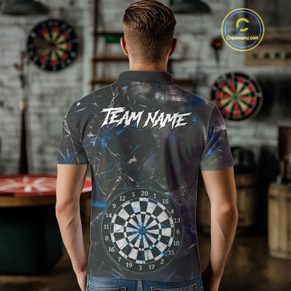 Personalized Blue Break Glass Darts Shirt For Men Custom Darts Team Jersey Polo & 1/4 Zip TDM5103