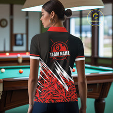 Load image into Gallery viewer, Personalized 8 Ball Billiard Jersey For Women Custom Black And Red Pool Team Shirt Polo &amp; 1/4 Zip TDM5108