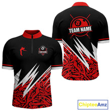 Load image into Gallery viewer, Personalized 8 Ball Billiard Jersey For Men Custom Black And Red Pool Team Shirt Polo &amp; 1/4 Zip TDM5108
