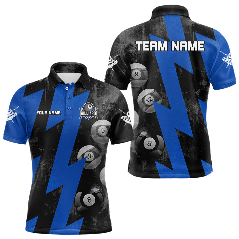 Blue Billiard Thunder Polo & Quarter Zip Shirts For Men, Billiard Jerseys Best Billiard Team Shirt TDM3098