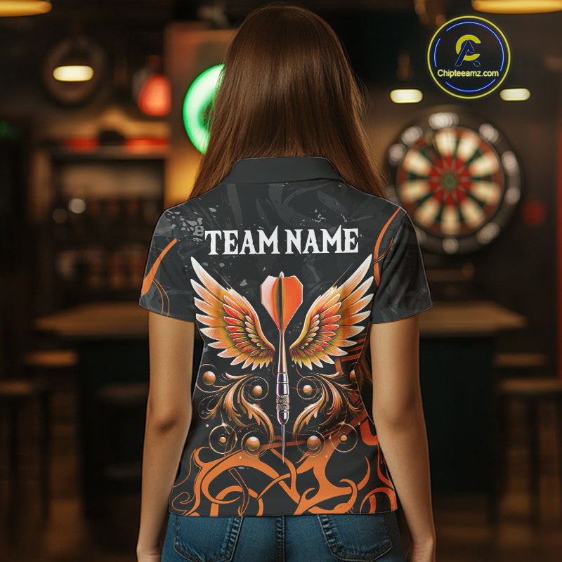 Arrow Wings Custom Dart Shirt For Women, Orange Dart Jerseys Pocket Option TDM5329