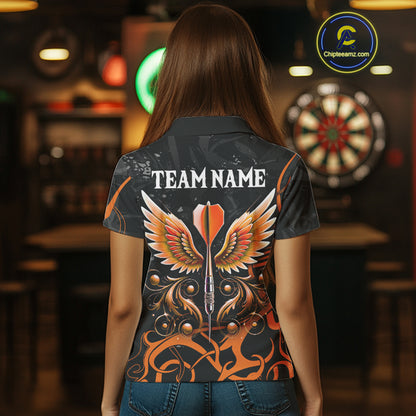 Arrow Wings Custom Dart Shirt For Women, Orange Dart Jerseys Pocket Option TDM5329